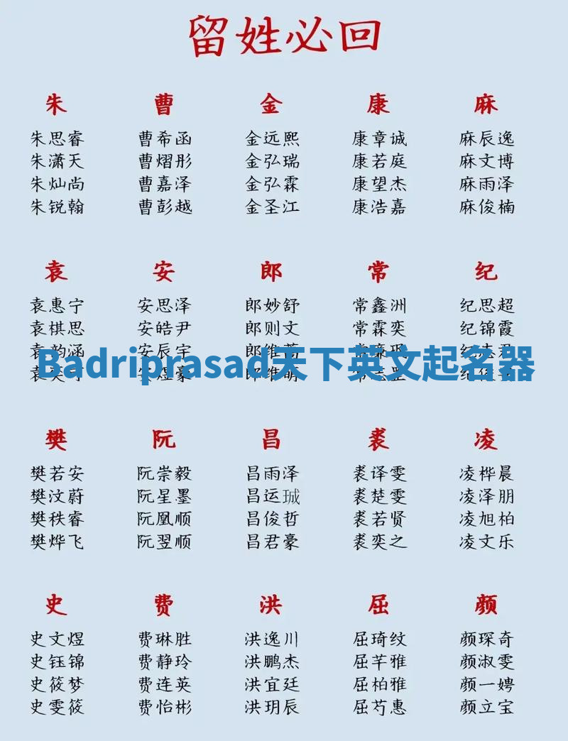 Badriprasad天下英文起名器 Badriprasad天下英文起名器