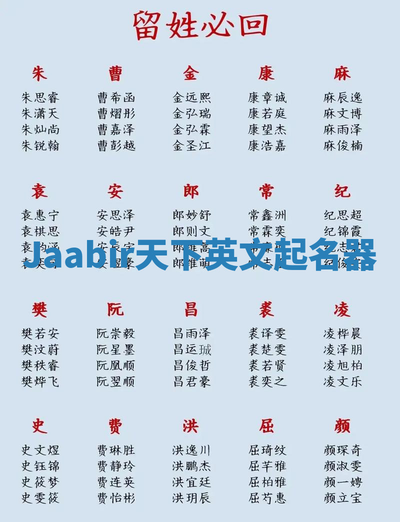 Jaabir天下英文起名器 Jaabir天下英文起名器